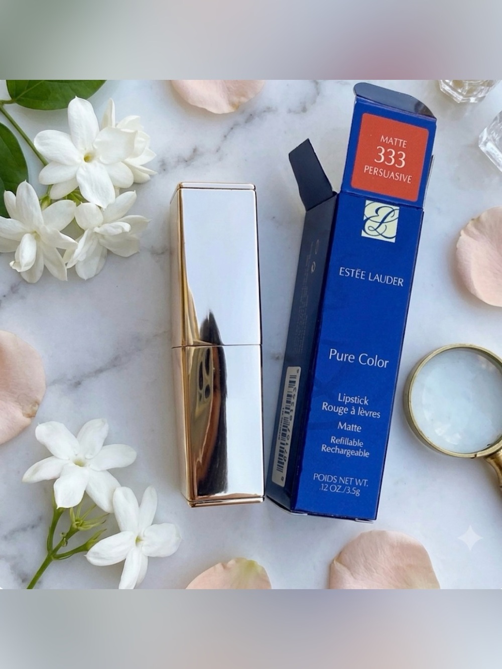 Estee Lauder Pure Color Lipstick - Matte 333 Persuasive Gold Case